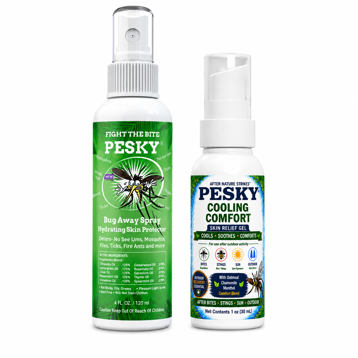 PESKY® Outdoor Adventure Duo | Bug Away Spray + After Nature Strikes™ Skin Calming Formula - Rootwellco