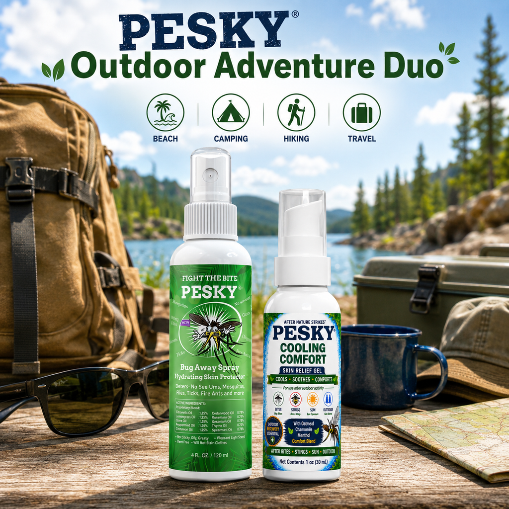 PESKY® Outdoor Adventure Duo | Bug Away Spray + After Nature Strikes™ Skin Calming Formula - Rootwellco