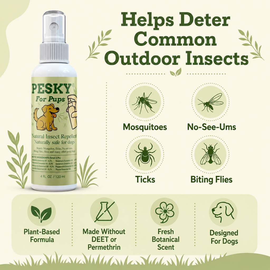 🐶 PESKY® for Pups Plant-Based Insect Deterrent Spray for Dogs - Rootwellco
