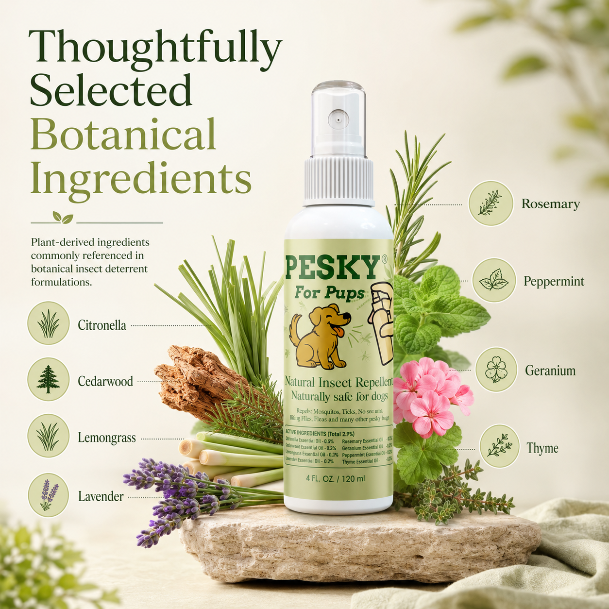 🐶 PESKY® for Pups Plant-Based Insect Deterrent Spray for Dogs - Rootwellco