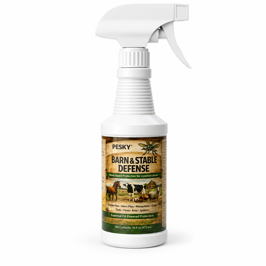 PESKY® Bug Away – Livestock Barn Surface Spray Plant-Based Insect Deterrent for Barns, Coops & Outdoor Animal Areas - Rootwellco