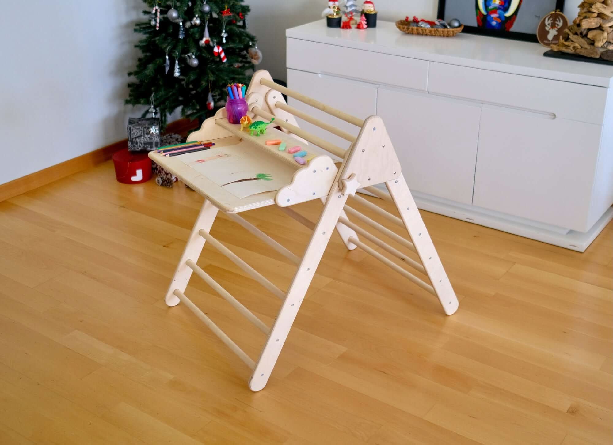 Montessori Climbing Triangle with Table and Chair - Rootwellco