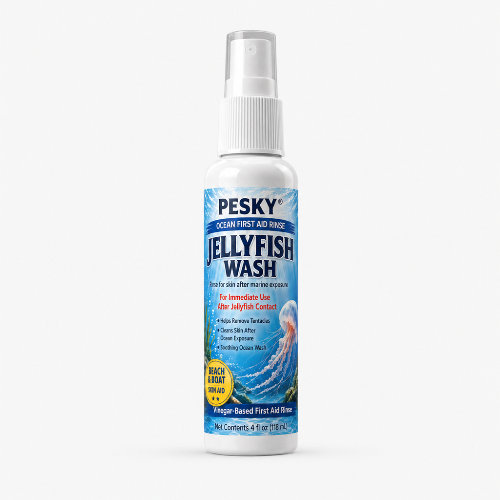 PESKY® Jellyfish Wash – Spray for Marine Stings- for beach bags, boats, dive gear, and coastal first-aid kits - Rootwellco