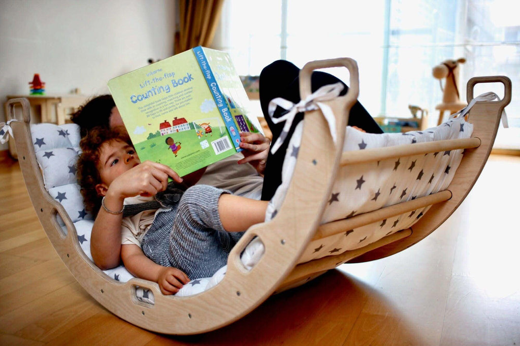 Climbing Arch with Ladder Ramp and Star Pillow Set | Wooden Climber Set - Rootwellco