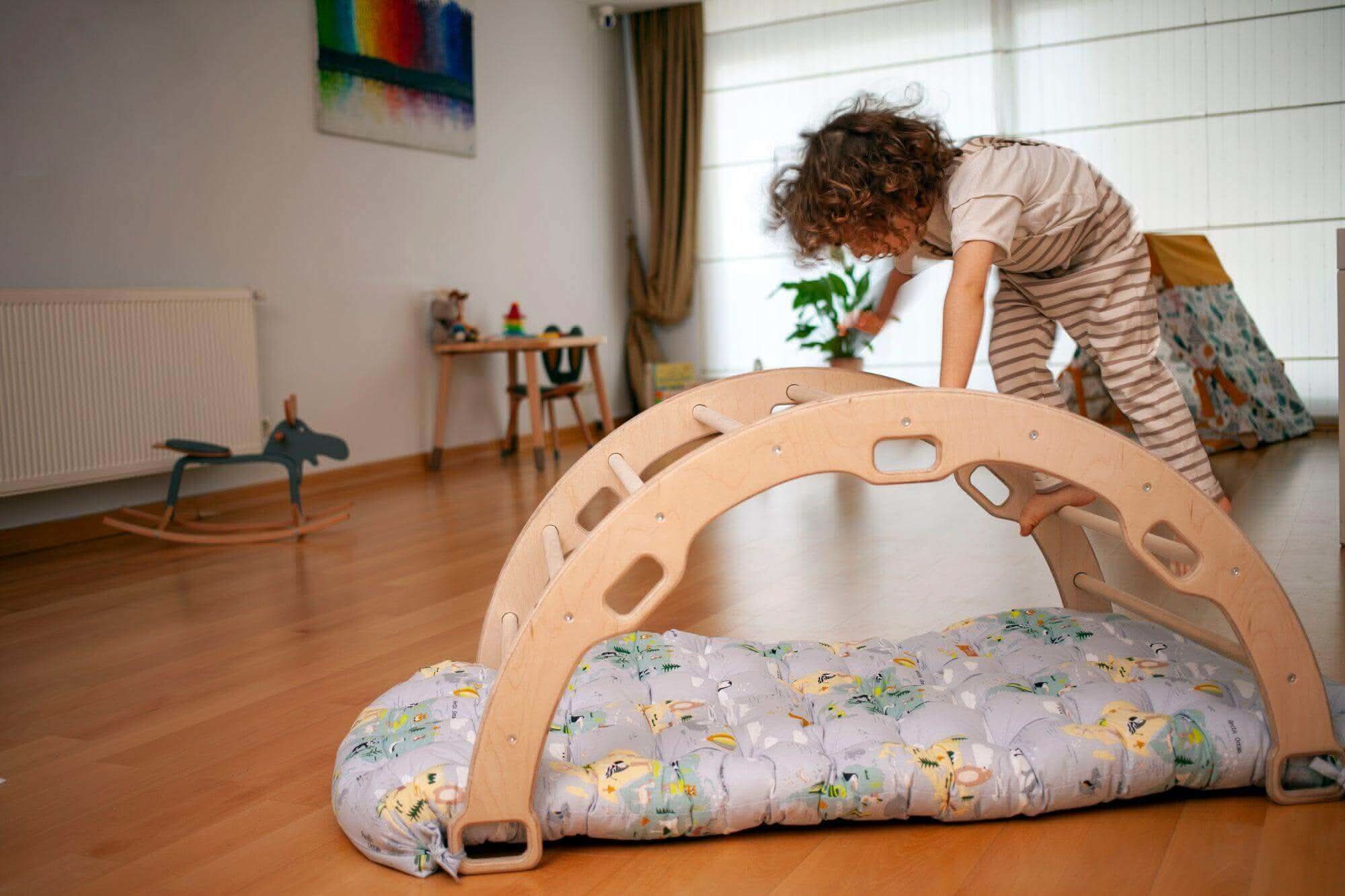 Climbing Arch / Rocker with Map Pattern Pillow - Rootwellco