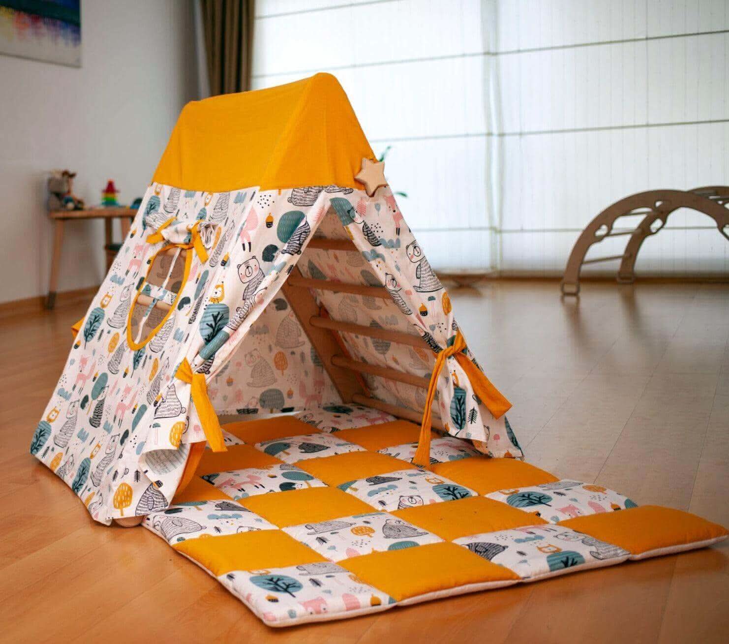 Climbing Triangle with Tent Cover, Mat, Ramp - Rootwellco