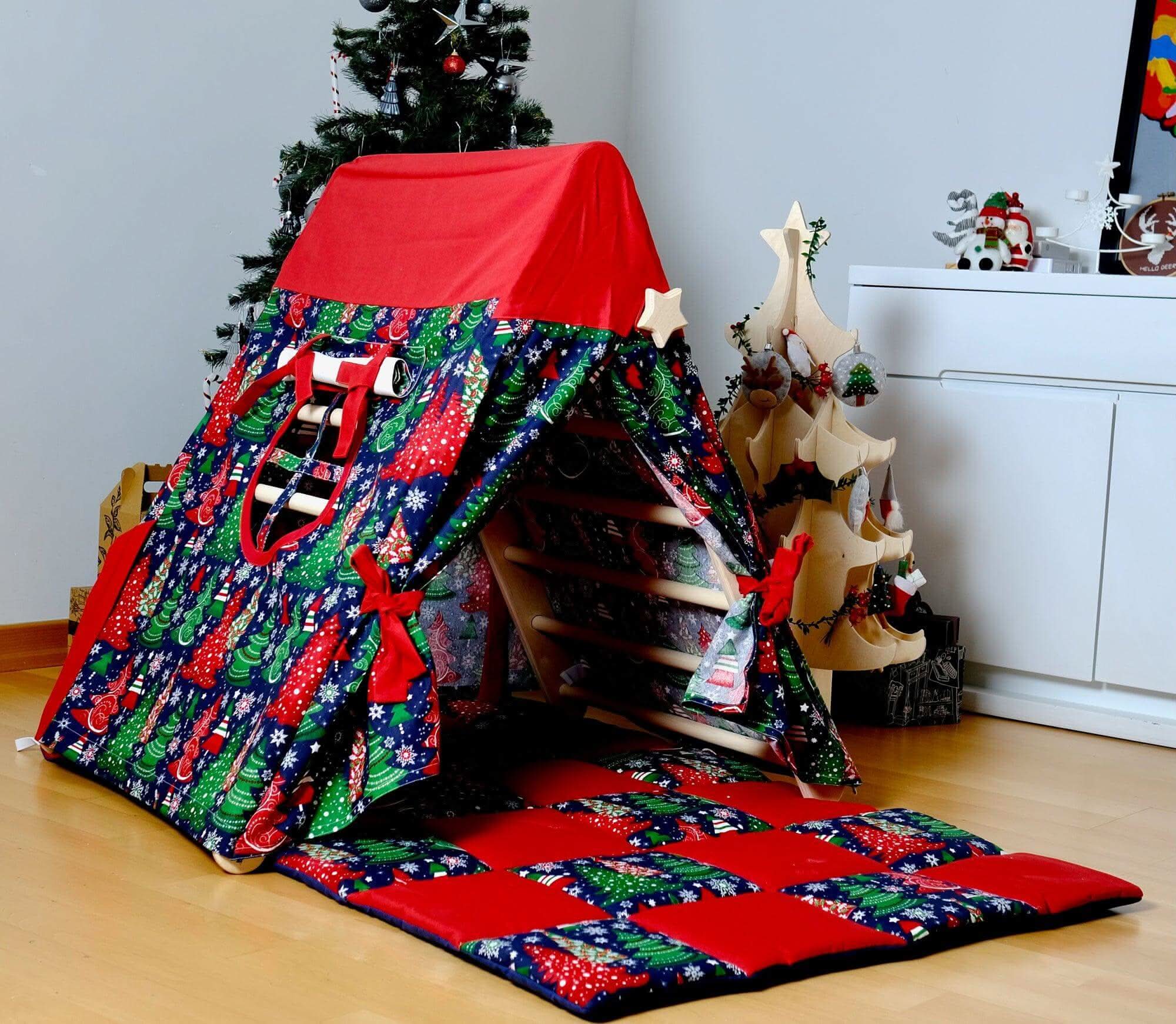 Climbing Triangle with Tent Cover, Mat, Ramp - Rootwellco