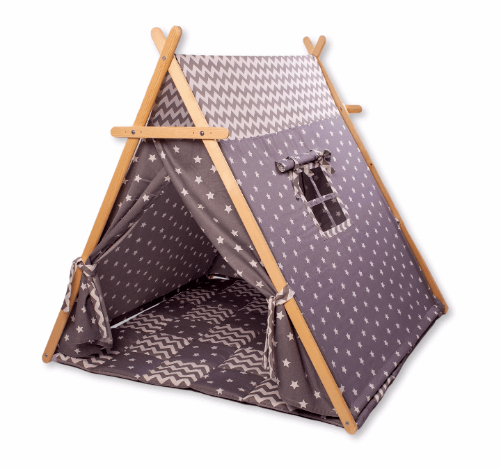 Gray Stars Play Tent and Play Mat - Rootwellco