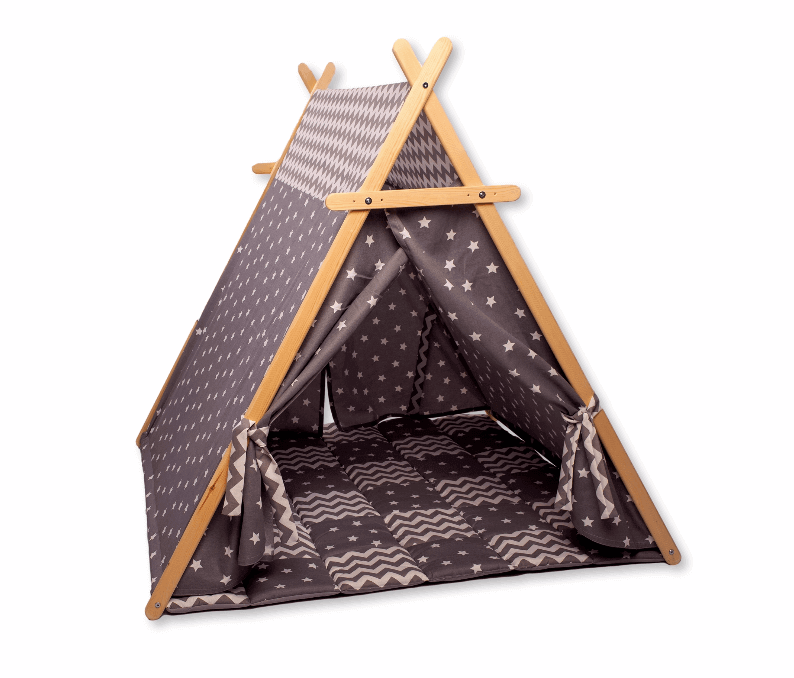 Gray Stars Play Tent and Play Mat - Rootwellco